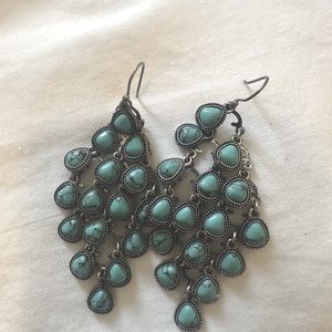 Turquoise / sliver long earrings